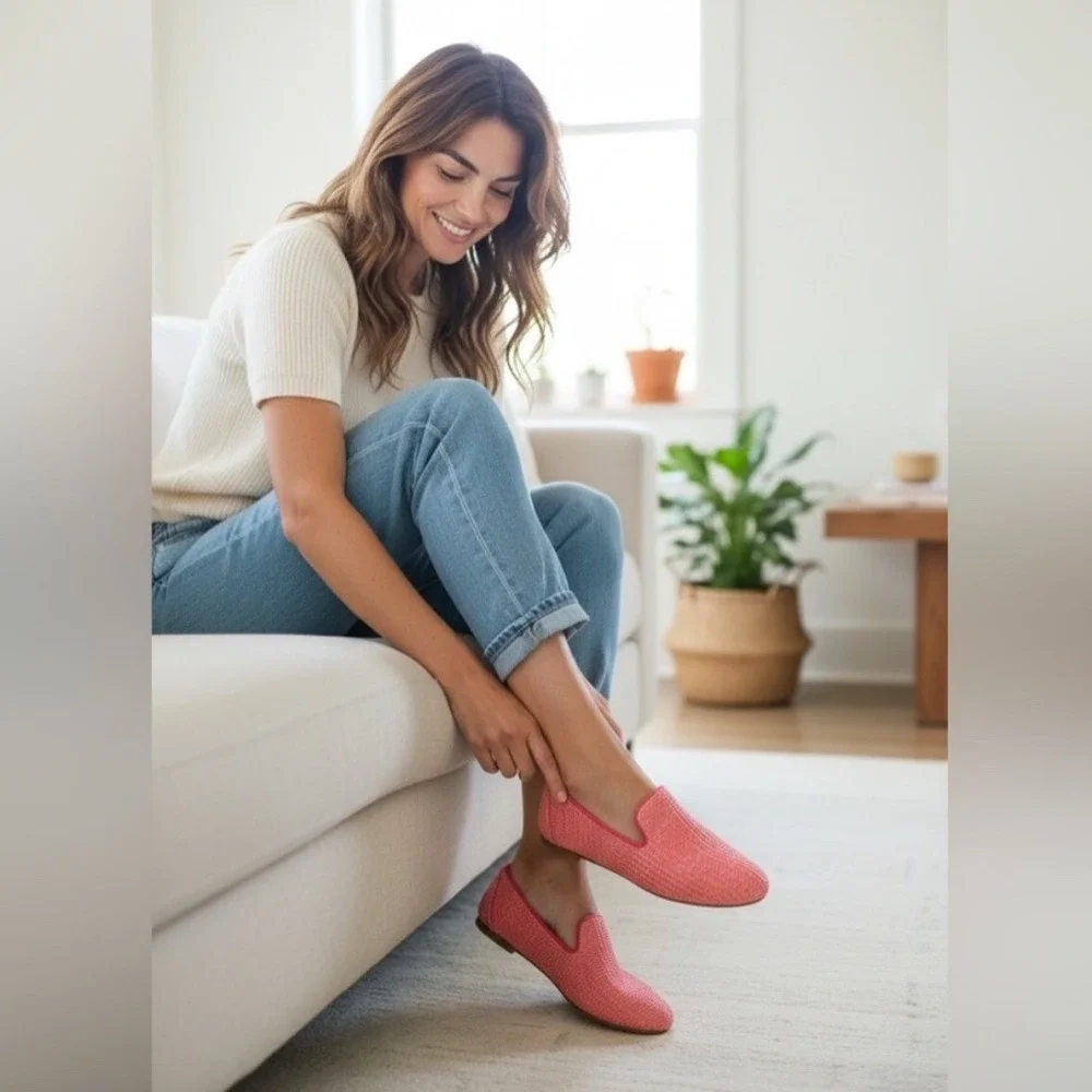 Birdies The Starling Women's‎ lipstick pink Raffia Loafers Flats Shoes Size 12 - Picture 7 of 7